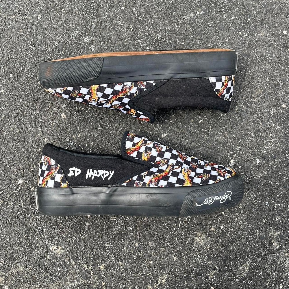 Y2K AOP ED Hardy Lowtop sneakers size 8w